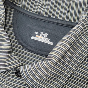 Under Armor "Heat Gear" Brown and Gold‎ Striped Polo Size L